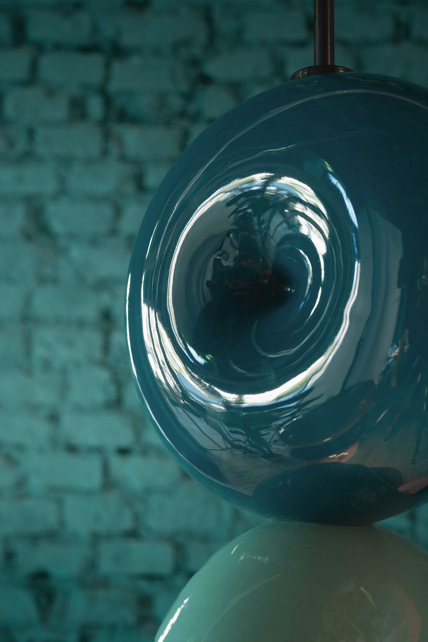 Lampe à suspendre Céramique Turquoise Pétrole Gris sable E27 Rétro Beleuchtung, Sphäre, Lampe