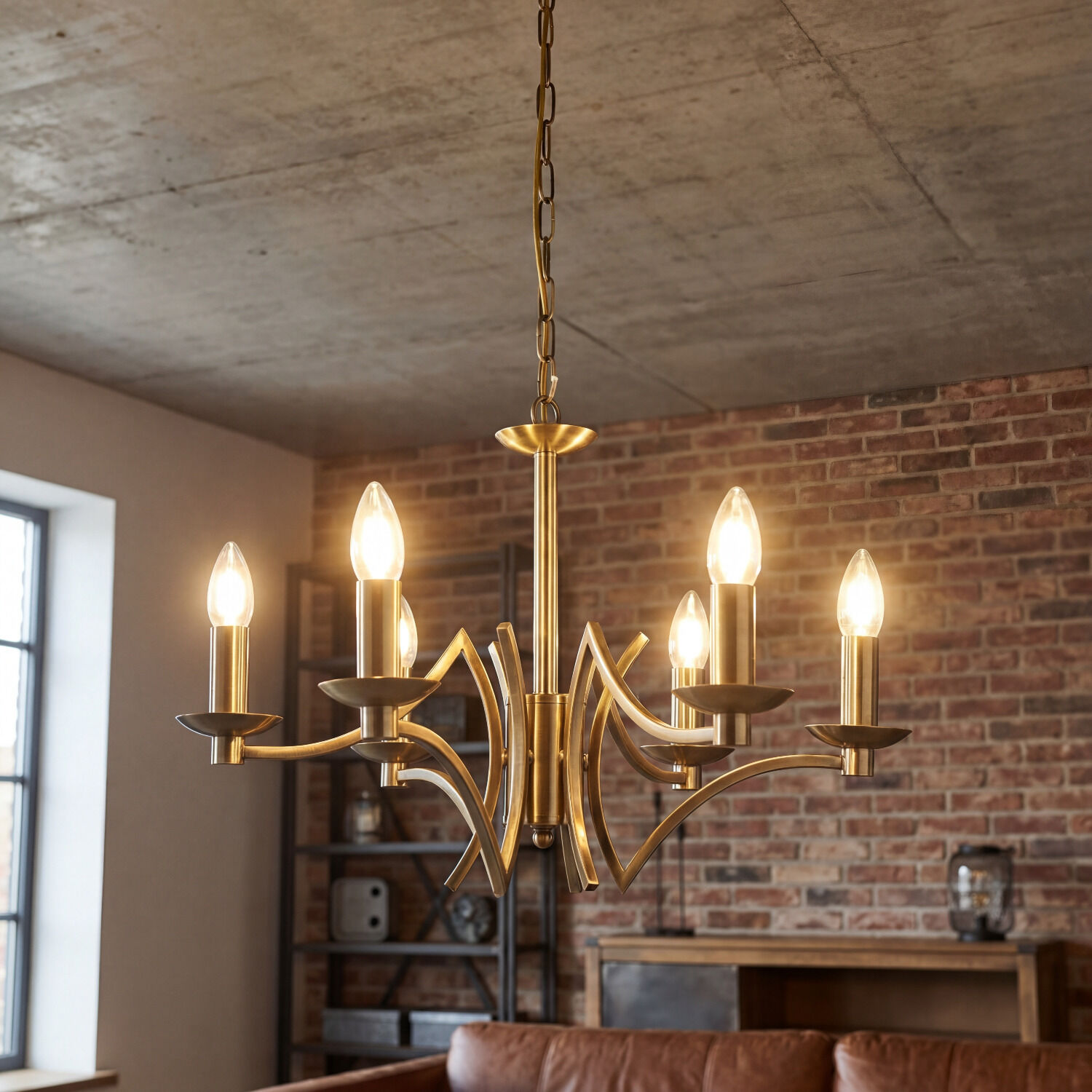 Hängeleuchte, Kronleuchter, Metall, Kerzenform, Wohnzimmer