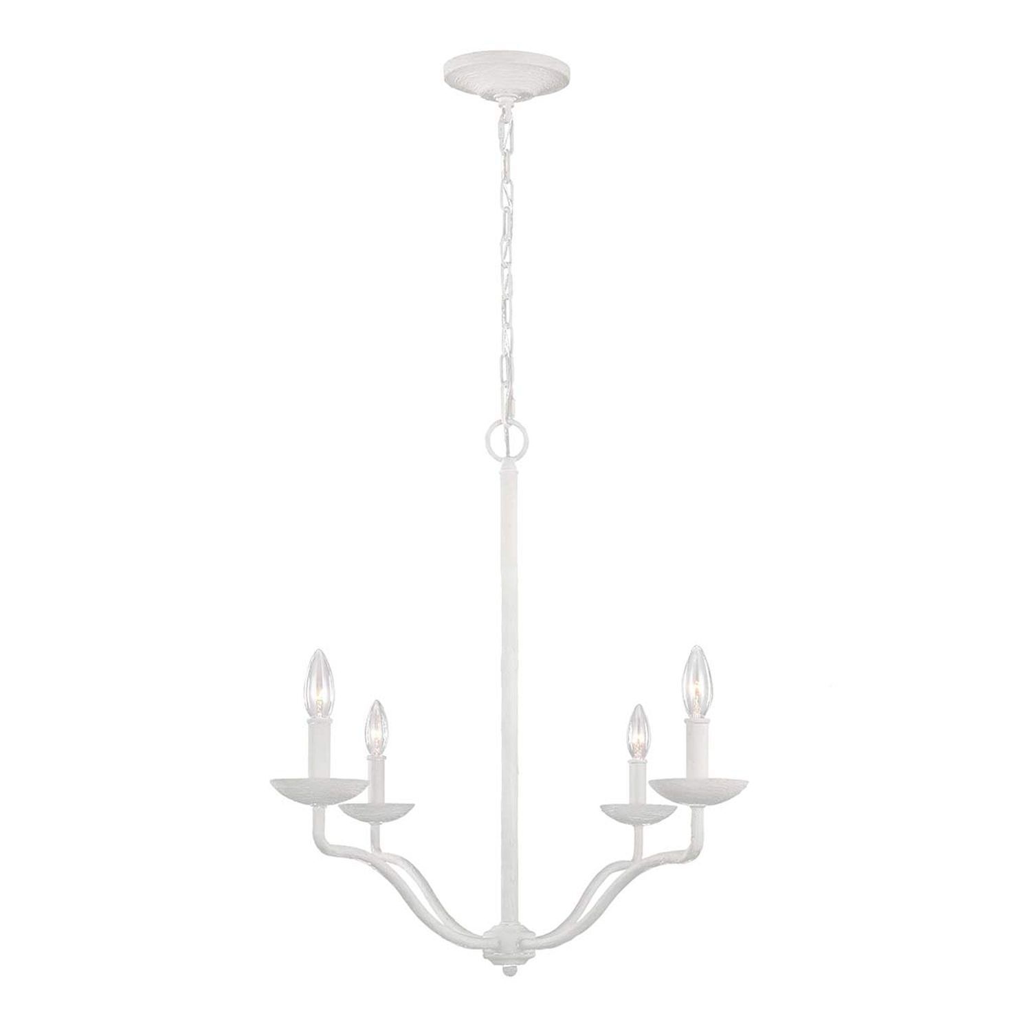 Lustre blanc en métal de 61 cm de large pour 4x E14 style campagnard